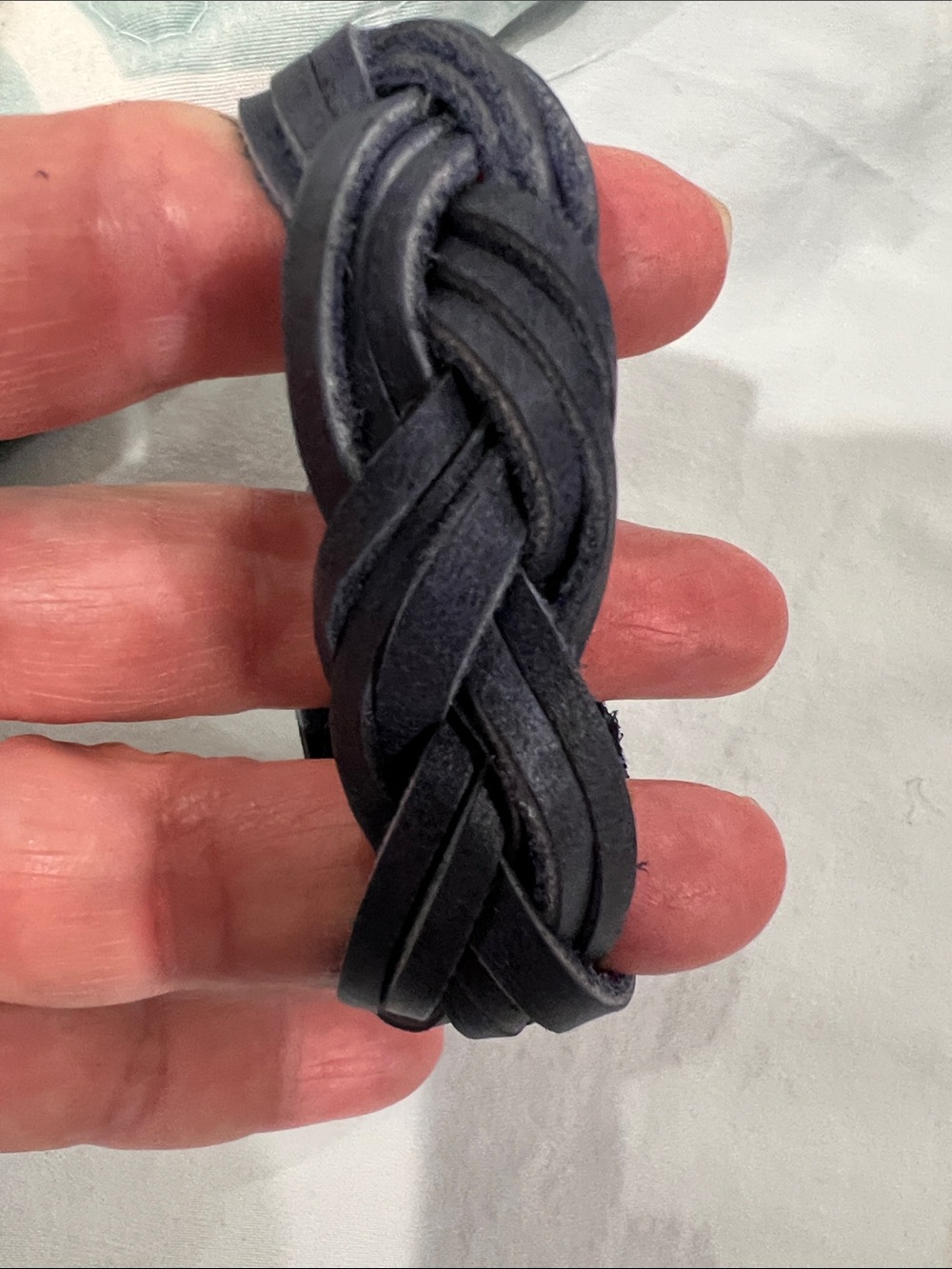 Braided Leather Wrap Bracelet in Dark Navy